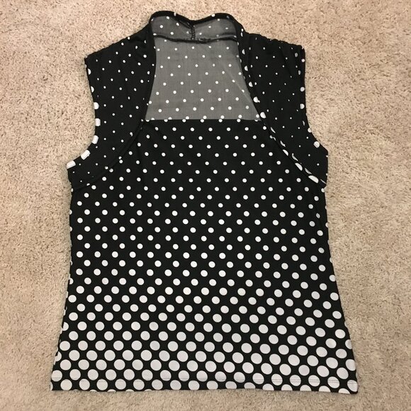 Comic Book B&W Polka Dot Shrug Shoulder Sleeveless Top - Picture 11 of 15